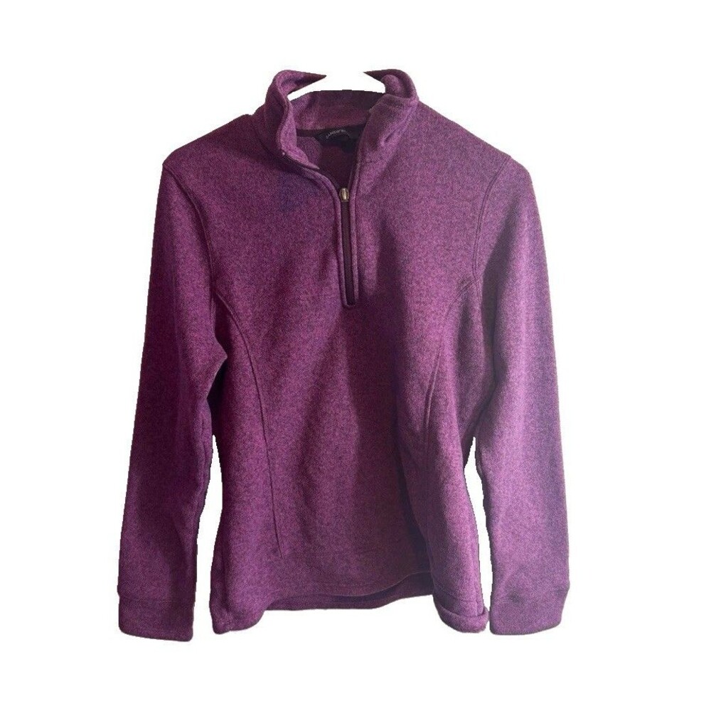 Lands' End Women’s M Purple Solid 1/4 Zip Fleece Pullover Sweatshirt Mock Neck